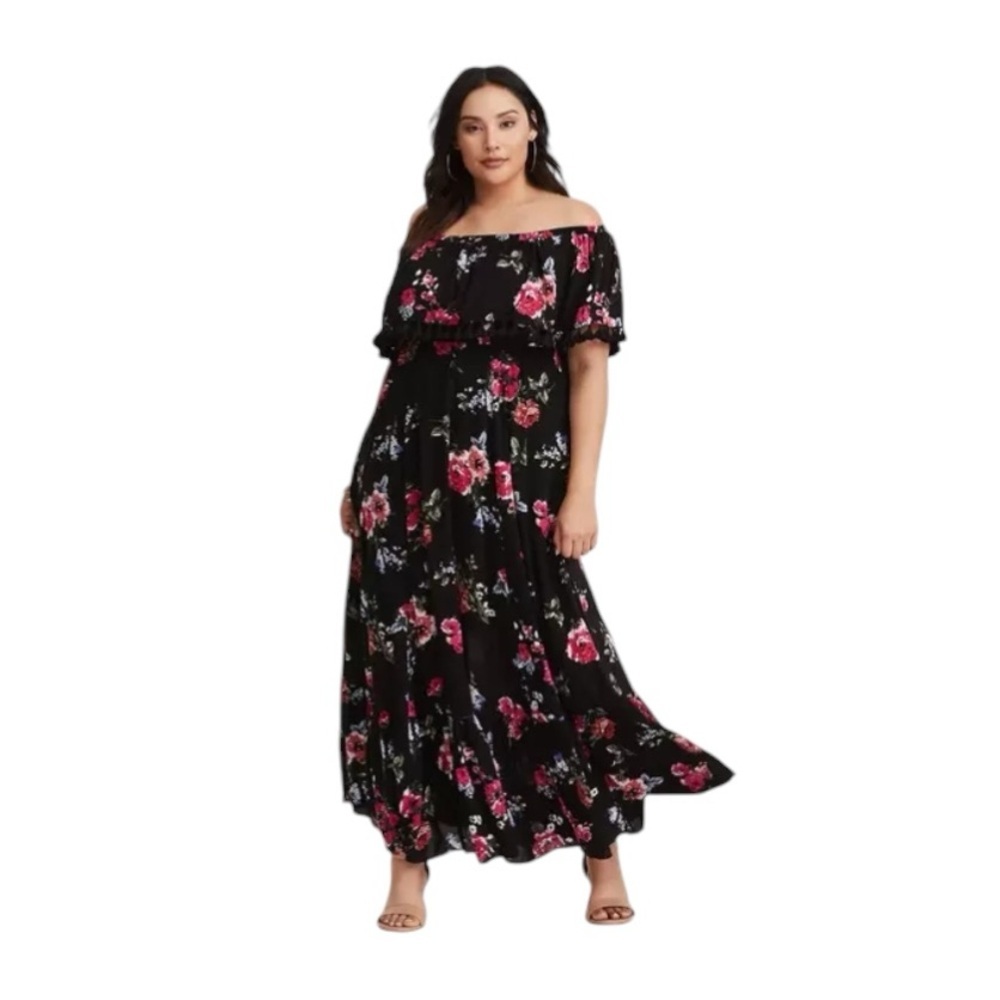 Torrid Black Floral Maxi Dress